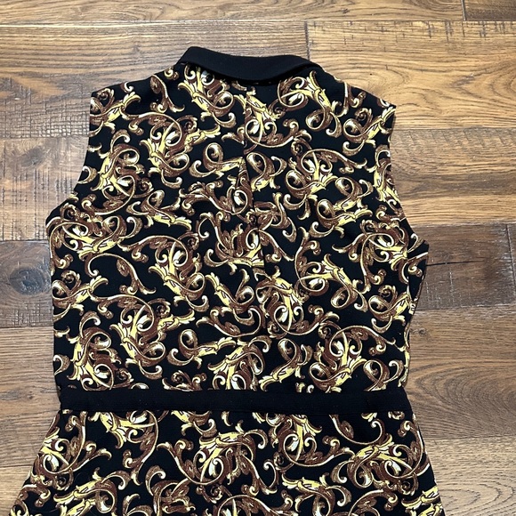Jones New York Black Midi Dress with Gold and Brown Patterns - Picture 6 of 7